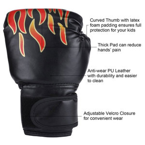 Gants de boxe professionnels en cuir PU respirant à mailles flamboyantes, qualité export, personnalisables en gros, fermeture auto-agrippante, imperméables - Product Image 4