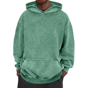 Unisex Heavyweight 330G 100% algodón lavado ácido Vintage liso teñido pulóver Sudadera con capucha para hombres invierno diseño de gran tamaño - Product Image 3