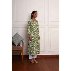 Mystic Garden <b>Women's</b> <b>Suit</b> Sets Green Kurta (Set of 2) - Product Image 5