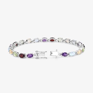 Pulsera de tenis con forma ovalada de múltiples piedras preciosas de Plata de Ley 925, fabricación de múltiples piedras preciosas para regalo de joyería de moda para ella - Product Image 1