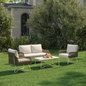 Juego de Muebles de Jardín de Ratán Contemporáneo Eden de 4 Piezas, Resistente a la Intemperie - Product Image 2