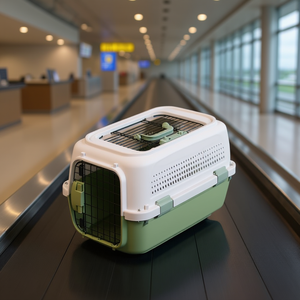 Wholesale Airline Approved Pet Carrier Wire Mesh Top Dog/<b>Cat</b> Travel <b>Crate</b> Ventilated Pet Cage Manufacturer Direct - Product Image 3