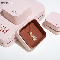 Boîtes d'emballage de bijoux de luxe WEIMEI, boîtes personnalisées en cuir PU pour bagues, avec couvercle et base