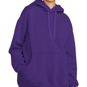 Thời trang của phụ nữ Hoodies cơ bản chui đầu Áo nỉ lỏng đầu phụ nữ rắn màu Hoodies oversized Đen trùm đầu áo - Product Image 3