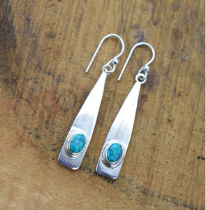 Blue Turquoise Oval Gemstone 925 Sterling <b>Silver</b> Drop Dangle Earrings Christian <b>Hoop</b> Earrings for Mom Factory Price - Product Image 3