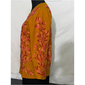 Robe longue bohème brodée à la main en coton doré et perles pour femme - Product Image 2