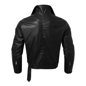 Chaqueta elegante de cuero Pu para hombre, prendas de vestir de otoño e invierno, chaqueta para montar en motocicleta, cremallera, cinturón con cordón, abrigo de lluvia a prueba de viento - Product Image 3