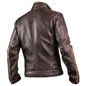 Chaqueta de Cuero Genuino Premium para Hombre, Estilo Casual, Motociclista, Ropa de Invierno con Diseño Duradero - Product Image 6