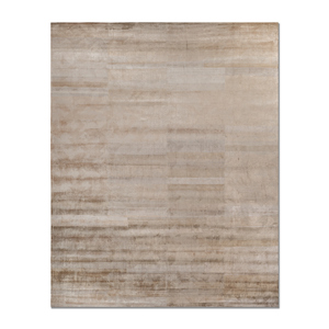 Aprezo AIWB-13034 Beige & <b>Brown</b> Hand Knotted <b>Wool</b> & Bamboo Silk Rug Abstract Pattern for Home Use - Product Image 1