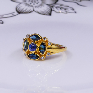 Anillos de cianita con piedras preciosas originales, estilo religioso chapado en oro para compromiso, regalo perfecto, anillos brillantes - Product Image 6