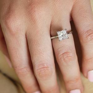 7mm Princess Cut Diamond Engagement <b>Ring</b> | <b>Solitaire</b> Bridal Wedding <b>Ring</b> | Sterling <b>Silver</b> 18K Gold Plated Minimalist <b>Ring</b> - Product Image 3