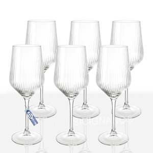 Set di 6 Bicchieri da Vino in Cristallo Meridiana Arca, Capacità 50 Cl, Design Lineare Scanalato per Vino Bianco e Rosso, Ideali per Feste - Product Image 1