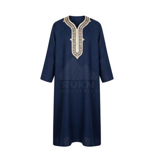 Stylish Moroccan Jubba for <b>Men</b> Classic Traditional Design Comfortable Fabric Neat Finishing Elegant Look Religious Summer Cotton - Product Image 4