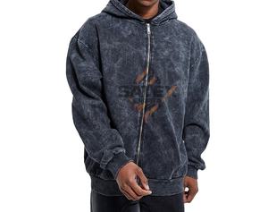 Sudadera con Capucha al por Mayor, Nueva, Personalizada, Gruesa, para Hombre, Talla Grande, Sin Cordones, Sin Bolsillos, Hombros Caídos, Cierre de Cremallera, 100% Algodón, Lavado Ácido - Product Image 1