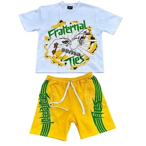 ชุดสองชิ้นลำลองแนวสตรีทสำหรับผู้ชายกางเกงขาสั้นพิมพ์ลายผ้าฝ้ายระบายอากาศได้ดีเสื้อยืดถักสำหรับผู้ชายของคุณ - Product Image 4