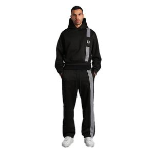 Ensemble de survêtement ample en molleton de coton épais 600 GSM pour homme, comprenant un sweat à capuche et un pantalon de survêtement, modèle oversize uni et vierge - Product Image 1