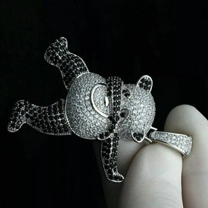 Joyería fina redonda VVS Lab crecido diamante Panda personalizado joyería fina colgantes y dijes Iced Out 10K colgante de oro sólido - Product Image 5