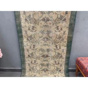 พรมขนแกะตุรกี ลายปะติดแบบดั้งเดิม เป็นมิตรกับสิ่งแวดล้อม สีเขียว ขนาด 3.6x6.9 ฟุต ด้านหลังทำจากยางลาเท็กซ์ - Product Image 2