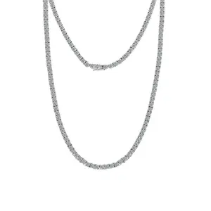 Collar de cadena tipo tenis de plata de ley 925 con diamantes de moissanita VVS de 2mm, 3mm, 4mm, 5mm, 6.5mm, joyería fina de lujo estilo hip hop para hombres y mujeres. - Product Image 6
