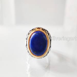 Vente en gros de bagues pour hommes, pierres précieuses afghanes naturelles, lapis lazuli, pierre de naissance, bijoux arabes de toutes tailles, bague en argent sterling 925 - Product Image 4