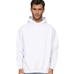 <b>White</b> Pullover Hoodie <b>Men</b> Cotton Fleece Hooded <b>Sweatshirt</b> Casual Winter Plain Solid Streetwear Fashion Wholesale Manufacturer - Product Image 1