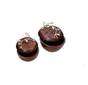 Tazón de madera con diseño de hoja de latón moderno con base de madera redonda, técnica pulida, decoración atractiva, ¡con un precio perfecto! - Product Image 4