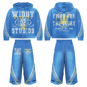 Conjunto de Sudadera con Capucha y Pantalones Deportivos Personalizados con Apliques Bordados, Estilo Vintage, Holgados, Casuales, con Cierre, 100% Algodón, Ecológicos - Product Image 6