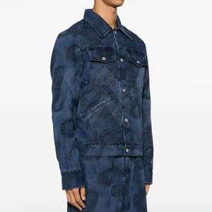 Vente en gros de vestes en jean à manches longues à la mode vestes en jean bleu déchirées pour hommes veste d'hiver personnalisée jeans pur coton - Product Image 2