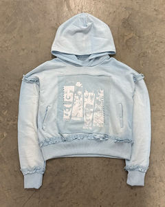 Sudadera con Capucha Personalizada para Hombre, 100% Algodón, Estilo Urbano, Holgada, Gruesa para Invierno, Lavado Ácido, Estampado Desgastado, con Logotipo - Product Image 3