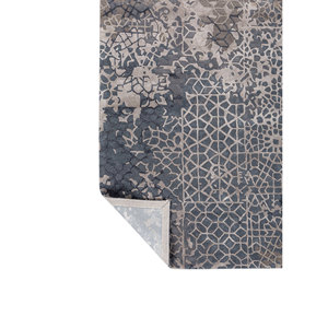 Alfombra Rectangular Mythos Azul con Patrón Geométrico de Lana y Viscosa, Hecha a Mano, 9x12, para Sala de Estar, Entrada o Dormitorio - Product Image 5