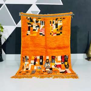 พรมโมร็อกโกแท้ ทำมือจากขนสัตว์ ลายเบอร์เบอร์แบบดั้งเดิม สไตล์วินเทจและโมเดิร์น สำหรับตกแต่งบ้าน - Product Image 1