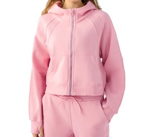 Logo personnalisé pour femmes veste de sport en laine à fermeture éclair complète capuche taille XS tissu polaire imprimé course Yoga Fitness Gym-comprend un pantalon - Product Image 4