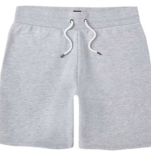 Pantalones cortos con logotipo bordado personalizado, 42% algodón, 58% poliéster, bolsillos laterales, cintura elástica, color gris, Jersey de ajuste Regular - Product Image 5