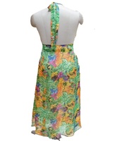 Robe longue dos nu en soie georgette pour femme, style artistique Resort Bloom, col halter, dos ouvert