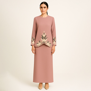 ZAHIRA KURUNG modesto tradicional musulmán de dos piezas Baju Kurung hecho a mano modestia ropa para Bodas de talla grande poliéster - Product Image 5