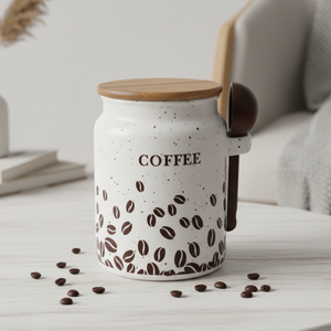 Premium Quality 3460989LA Nordic Design DURABLE PORCELAIN <b>CANISTER</b> WOOD LID &WOOD SPOON - Product Image 4