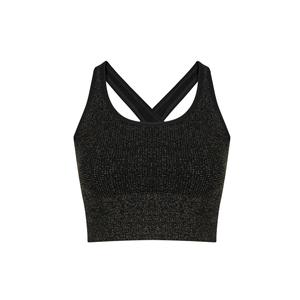 Reggiseno sportivo senza cuciture lucido oro nero - Product Image 1