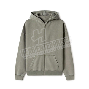 Sudadera con capucha de algodón coreana personalizable con cremallera para hombre al por mayor - Product Image 3