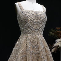 Robe de bal courte géométrique champagne à paillettes Jancember LSZ649N avec cristaux