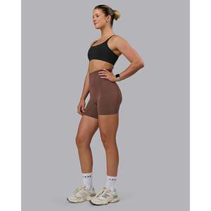 Shorts Cortos de Cintura Ultra Alta para Mujer Elixir, 6 Pulgadas, con Bolsillos, Color Chocolate Martini, Spandex Transpirable, Talla XS - Product Image 5
