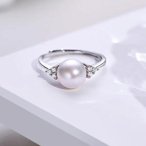 Jeulia Elegant White Pearl Sterling <b>Silver</b> <b>Adjustable</b> <b>Ring</b> - Product Image 2