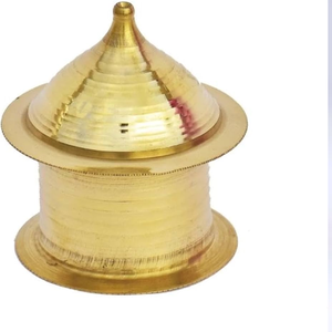 Lujoso bote de polvo de latón con acentos para almacenar dulces, frutas secas, accesorios de cocina, mesa para cocina a precio mayorista - Product Image 4