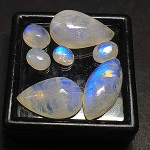 Cabujón de piedra lunar arcoíris Natural de alta calidad, mezcla de formas y tamaños, piedras preciosas blancas de 100 CT para la fabricación de joyas, certificado IGI - Product Image 4