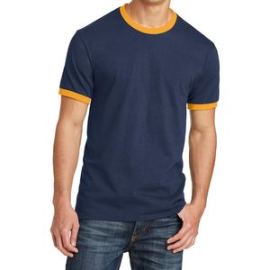 100% algodón ligero Ringer bloqueo mangas camiseta algodón contraste Trim manga corta Unisex diseño personalizado camiseta - Product Image 4