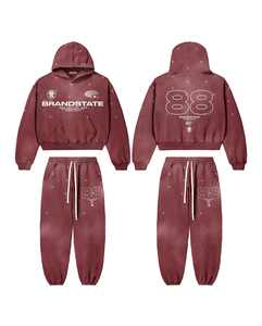 Fabricantes de chándales Jogger para hombre de gran tamaño desgastado Rhinestone en blanco Vintage pulóver chándal unisex bolsillo de canguro - Product Image 1