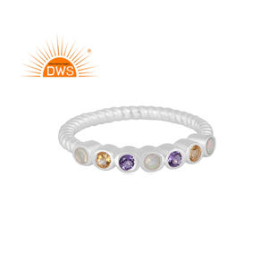 Última tendencia fina plata esterlina Natural Multi piedra preciosa eternidad banda anillo personalizado joyería fabricante - Product Image 2