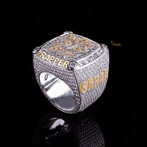 Elegante anillo de campeón de oro macizo de 10K con diamantes de moissanita, joyería elegante de Hip Hop, anillo llamativo ostentoso para raperos - Product Image 3