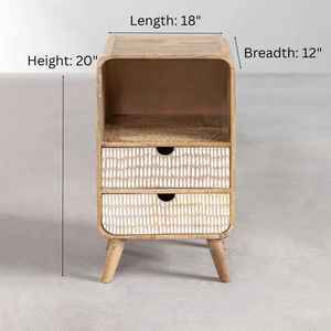Best Selling Modern Riva <b>Side</b> <b>Table</b> <b>Wood</b> Finish Nightstand Woven 2 Drawers Eco-Friendly Living Room Furniture for Bedroom Export - Product Image 3