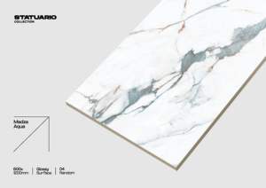 ANNEXY Carreaux de porcelaine Statuario aspect marbre de luxe 600x1200mm Accents antibactériens au design moderne pour pièce d'exportation - Product Image 6