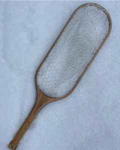 Épuisette de pêche à la mouche d'extérieur avec cadre en bois et filet en caoutchouc, outil de capture de truites à lancer à la main - Product Image 3